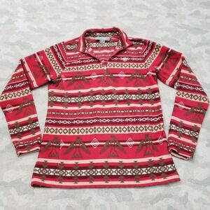 Ariat Sweatshirt Womens Small Red Fleece Quarter Zip Aztec Southwestern